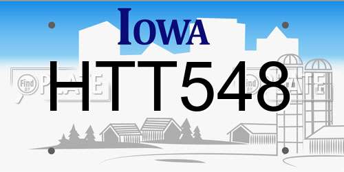HTT548 Iowa License Plate