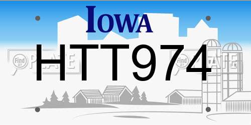 HTT974 Iowa License Plate