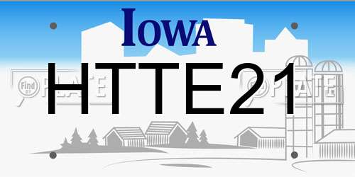 HTTE21 Iowa License Plate
