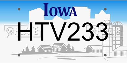 HTV233 Iowa License Plate