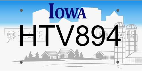 HTV894 Iowa License Plate