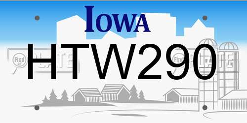 HTW290 Iowa License Plate