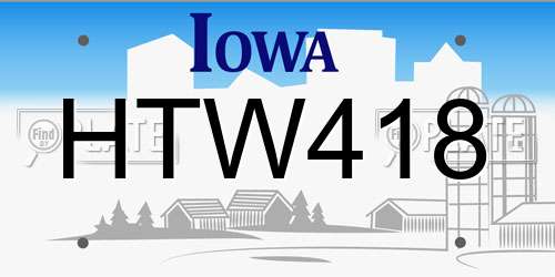 HTW418 Iowa License Plate