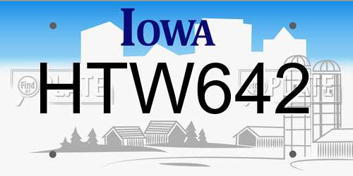 HTW642 Iowa License Plate