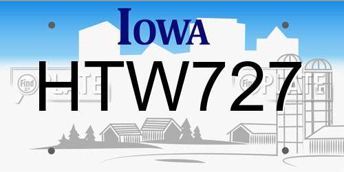 HTW727 Iowa License Plate