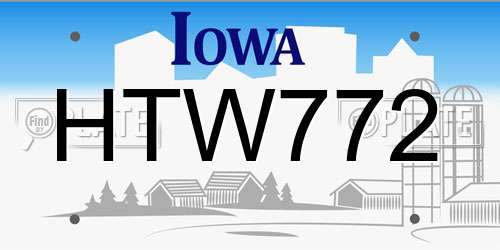 HTW772 Iowa License Plate