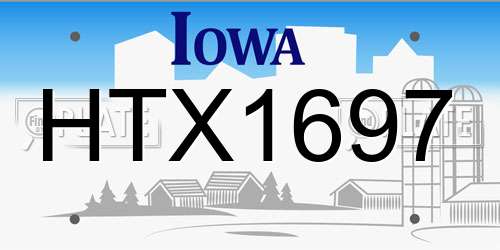 HTX1697 Iowa License Plate