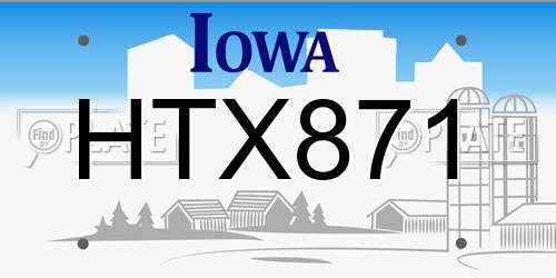 HTX871 Iowa License Plate