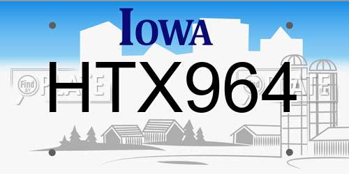 HTX964 Iowa License Plate