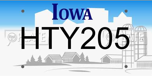 HTY205 Iowa License Plate