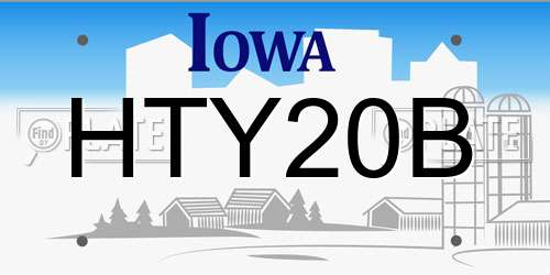 HTY20B Iowa License Plate
