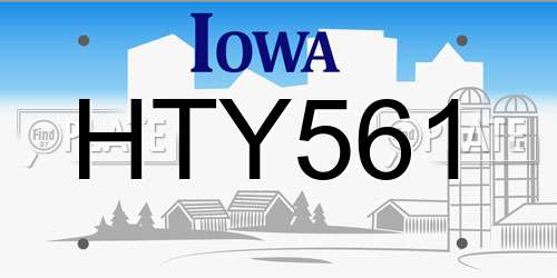 HTY561 Iowa License Plate