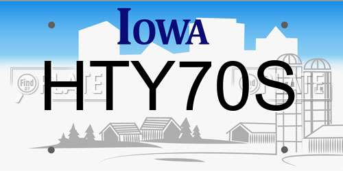 HTY70S Iowa License Plate