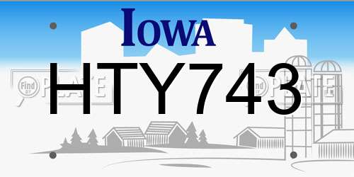 HTY743 Iowa License Plate
