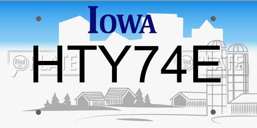 HTY74E Iowa License Plate