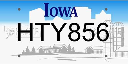 HTY856 Iowa License Plate