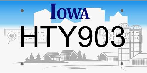 HTY903 Iowa License Plate