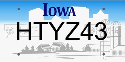 HTYZ43 Iowa License Plate