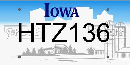 HTZ136 Iowa License Plate