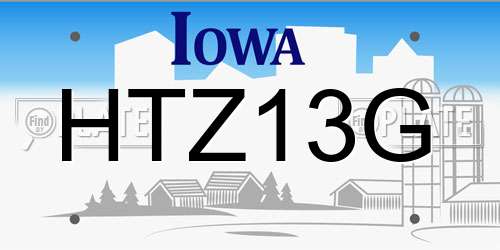HTZ13G Iowa License Plate
