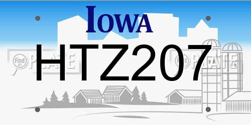 HTZ207 Iowa License Plate