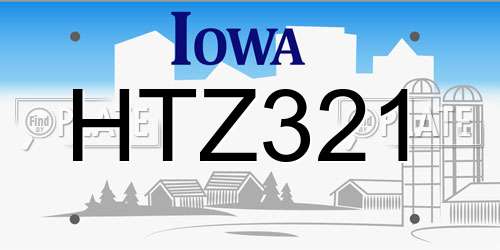 HTZ321 Iowa License Plate