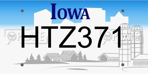 HTZ371 Iowa License Plate