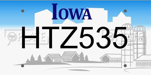 HTZ535 Iowa License Plate