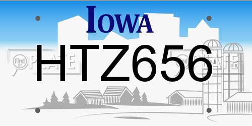 HTZ656 Iowa License Plate