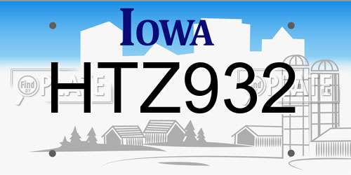 HTZ932 Iowa License Plate