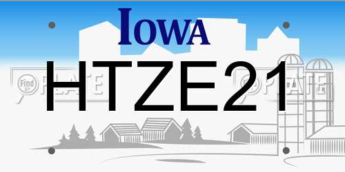 HTZE21 Iowa License Plate