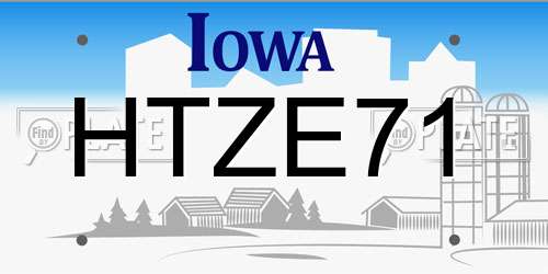 HTZE71 Iowa License Plate