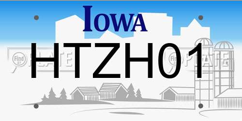 HTZH01 Iowa License Plate