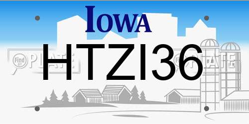 HTZI36 Iowa License Plate