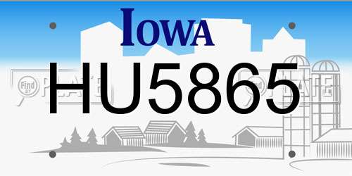HU5865 Iowa License Plate
