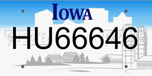 HU66646 Iowa License Plate