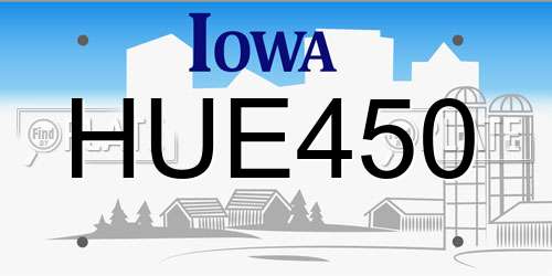 HUE450 Iowa License Plate