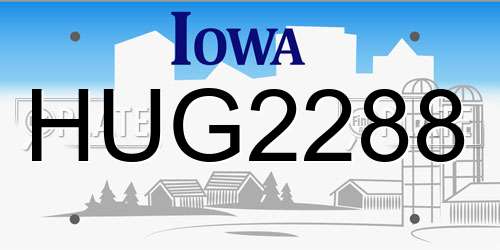 HUG2288 Iowa License Plate