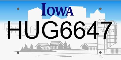 HUG6647 Iowa License Plate