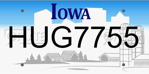 HUG7755 Iowa License Plate