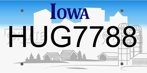 HUG7788 Iowa License Plate