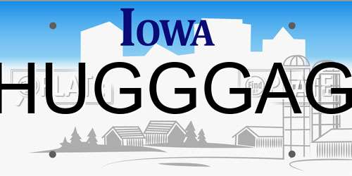 HUGGGAG Iowa License Plate