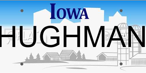 HUGHMAN Iowa License Plate
