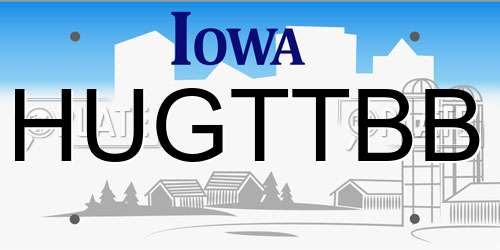 HUGTTBB Iowa License Plate
