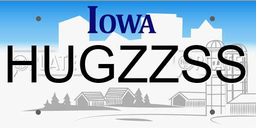 HUGZZSS Iowa License Plate