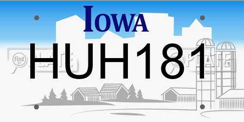 HUH181 Iowa License Plate