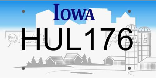 HUL176 Iowa License Plate