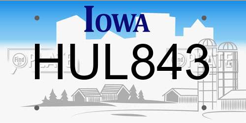 HUL843 Iowa License Plate