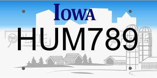 HUM789 Iowa License Plate