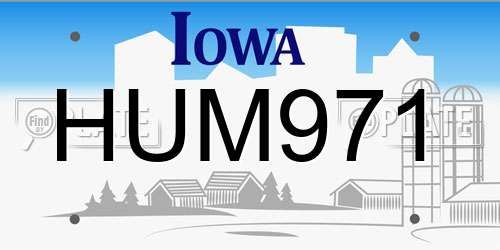 HUM971 Iowa License Plate